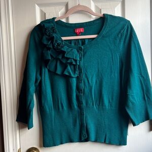Elle Emerald Green Ruffle Sweater
